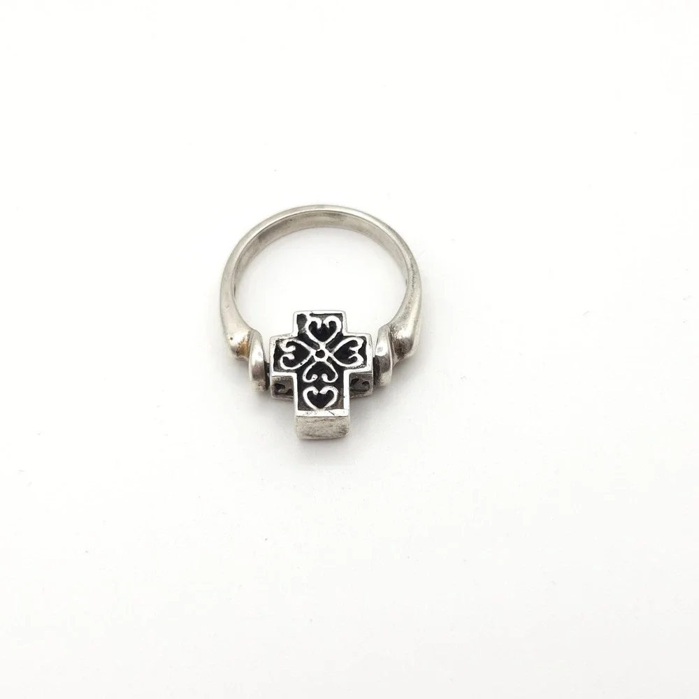 Sterling Silver 925 Reversible Spinning Cross Ring‎ Filigree Sz 5.75